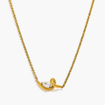 Gold Abstract Ribbon Necklace with Pear-Cut Stone